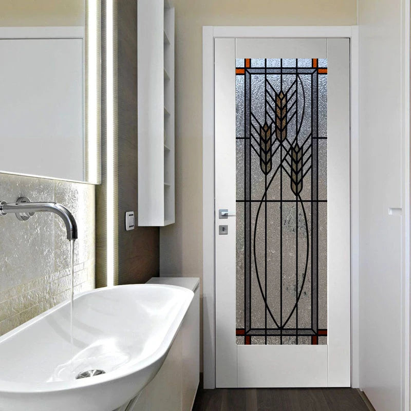 Custom Size Window Glass Films ,Privacy Window Stickers 3D Frosted Glass Film Prairie School Style Decorative Static Cling