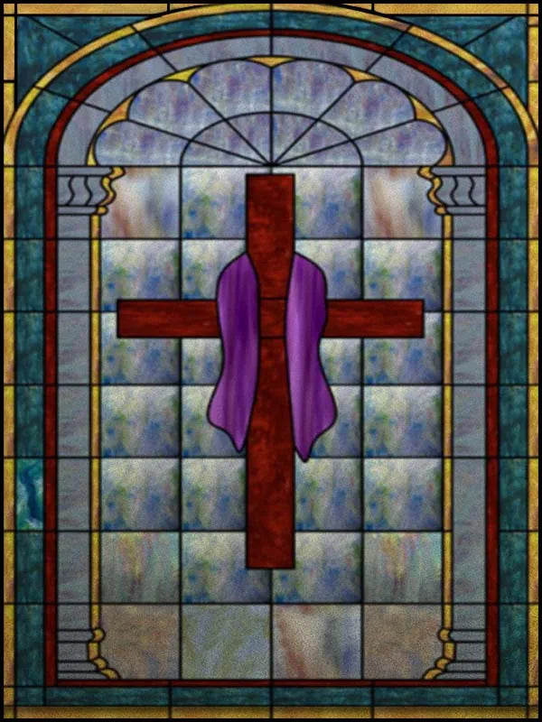 Custom Frosted Stained Glass Window Film,PVC Static Cling Films,Cross Church Decor Foil Stickers