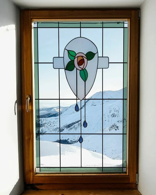 Frosted Stained Glass  Film, 3D Matte,Grid, Transparent,Static Cling,Privacy, Door Sticker,Customized for Office, Home Decor