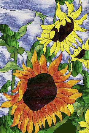 Window Film Stained Glass Stickers,Custom size Static Cling  Sunflower Privacy Films Door Sticker Kitchen Office Home Decor