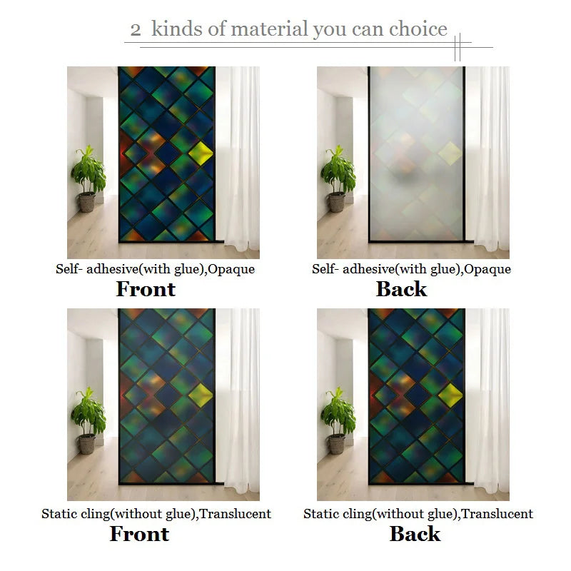 3D Red Square Window Film Print Sticker, Cling Stained Glass Films, Privacy Films, Door Sticker, Office, Home Decor, Customized