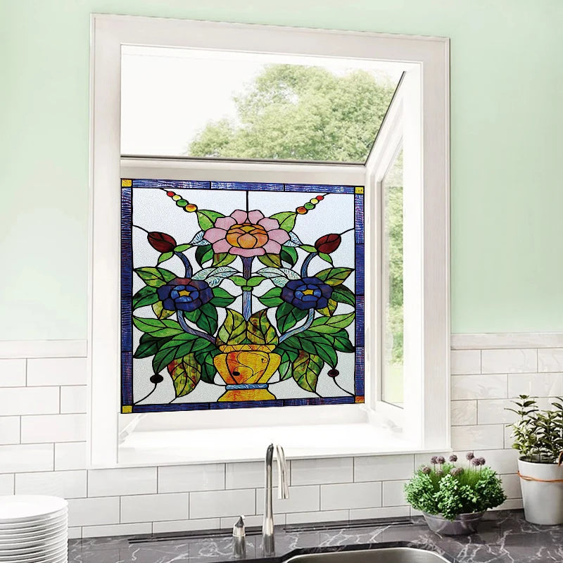 Window Film Stained Glass Films,Customized Art Deco Design,Birds Static Cling Sticker,Home Decor Foil,Window Treatment