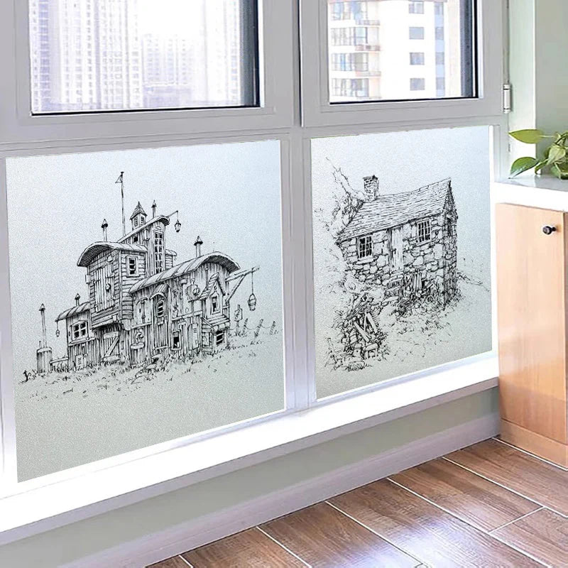 Window Film Frosted Stained Glass Films Static Cling Privacy Films Door Sticker Kitchen Office Home Decor Customized Build