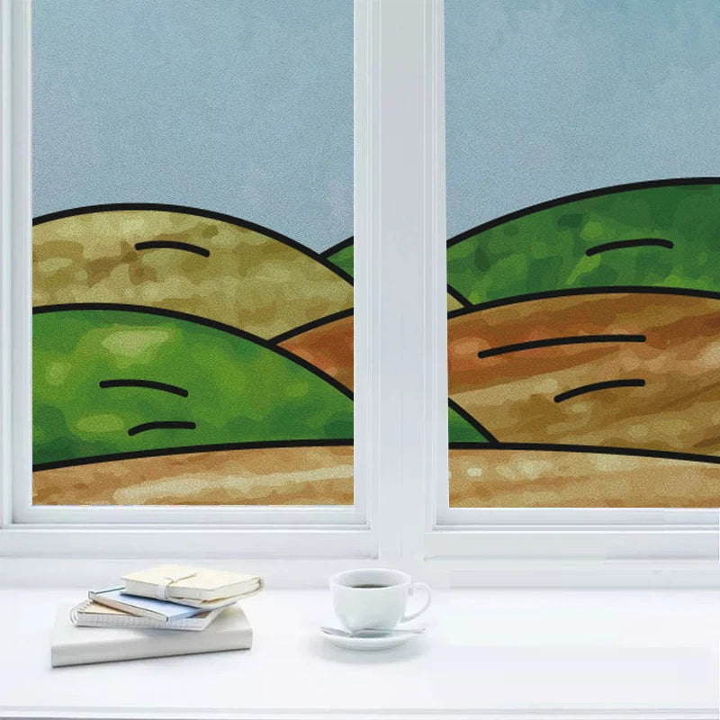 Privacy Window Film, Static Clings, Stained Glass, Non-Adhesive, Anti-UV Protection, Heat Control, Door Stickers custom for Home