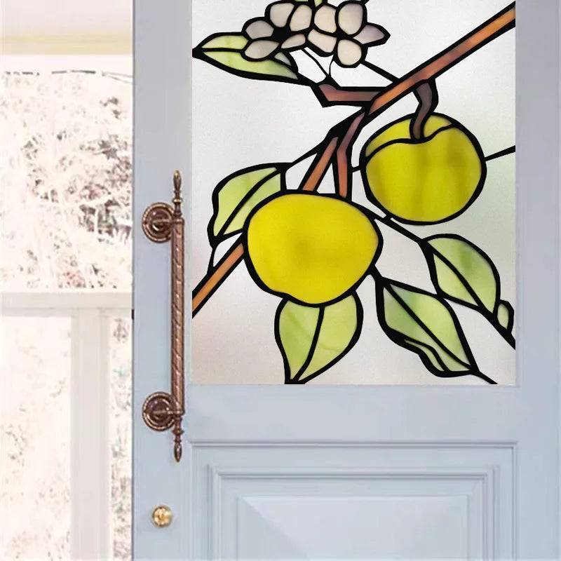 Stained Glass Window Film, Frosted Glass Sticker, Forest，Custom Size, Animals, Plants, Kids Room Door, Poster, Home Decor