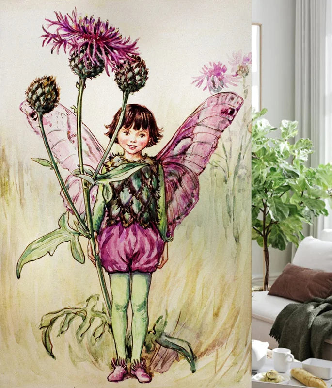 Custom Size Stained Glass Window Film, Flower Fairy Stickers, Static Cling for Kitchen, Bathroom, Bedroom, Door, Home Decor