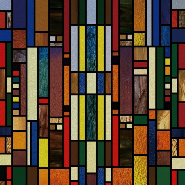 European Church Mosaic Stained Glass Films,Window Stickers Static Cling,Sun, Mosaic, Custom made to fit any Window Size or Shape