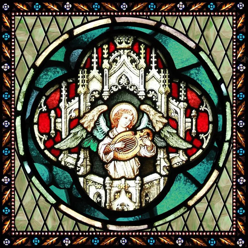 Custom Made Window Film Stained Glass Sticker,Angels Picture,Static Cling Frosted Privacy for House Worship Home Decor