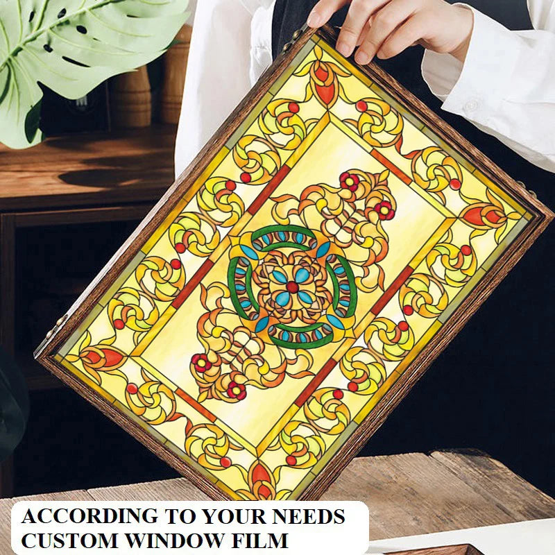 Electrostatic Cling Frosted Stained Glass Window Film, Custom Size, Home Foil Door Stickers, PVC Self-Adhesive Window Films