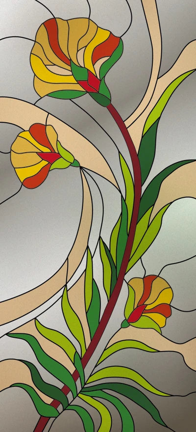 Frosted Stained Glass Window Film, Customized Art Decor Design, Flower Tree, Cat,Static Cling Sticker,Home Decor, Treatment