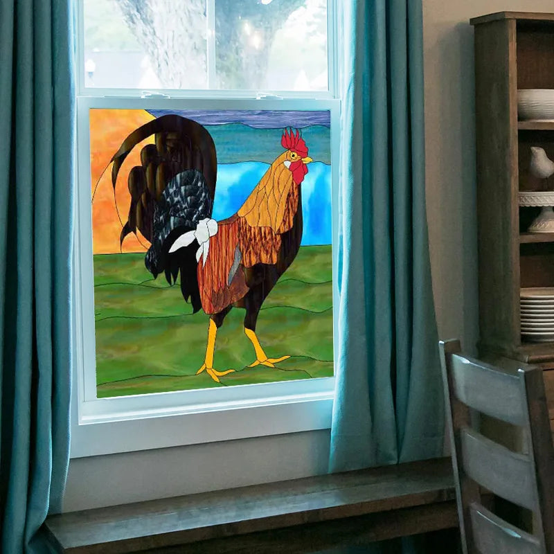 Window Film Frosted Stained Glass Films,Static Cling,Privacy Films,Bird Cock,Door Sticker Kitchen Bathroom Home Decor Customized