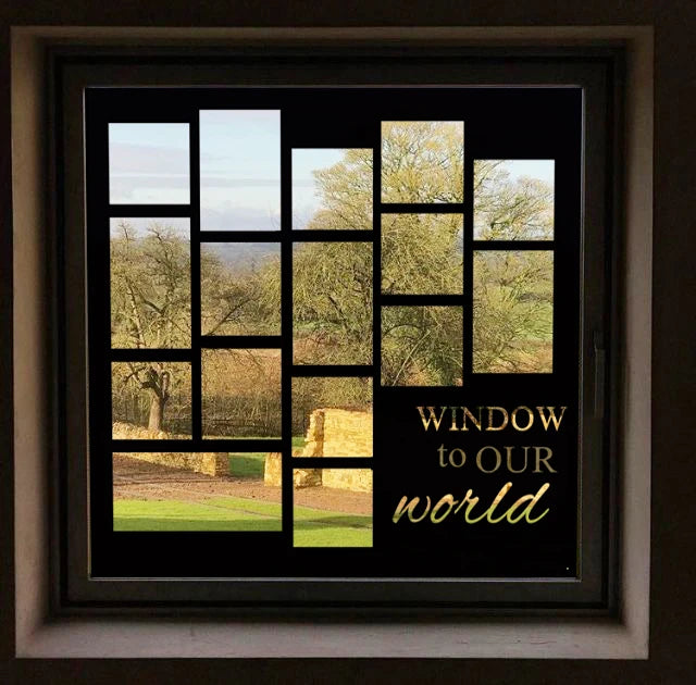 Stained Glass Window Film Transparent Glass Sticker Static Cling Custom made Black Line Office Door Anticollision Home Decor