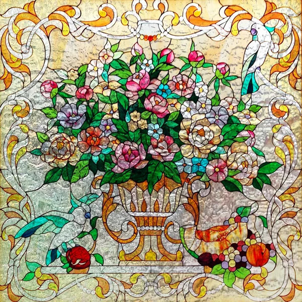 Custom Size Stained Glass Film,3D Frosted Static Cling Window Films,Decor Foil Stickers, Window Treatment for Square Glass Door