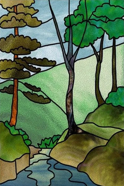 Custom Size Stained Glass Stickers,Static Cling,Frosted Privacy Print Tree, Window Door, Home Decor