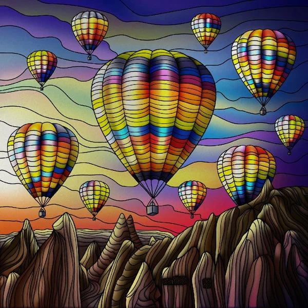 Custom size Stained Glass Wndow Film,Satic Cling Window Films,Decor Foil Stickers Window Treatment For Square Glass Hot air ball