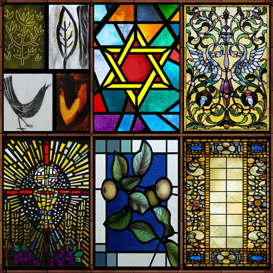 Custom Size Stained Glass Sticker, Static Cling, Frosted Privacy, Vintage Plant, Church Style, Window, Door, Home Decor