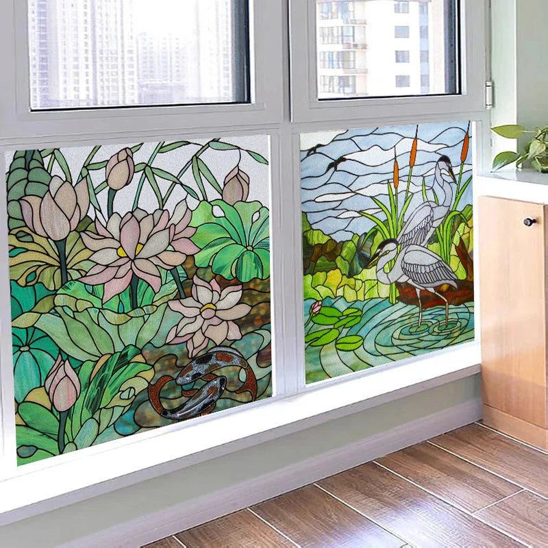 Custom size Glass Films,Window Film Frosted Sticker Fish Cat Birds Animals Print For Kids Room Door Light Box Poster Home Decor