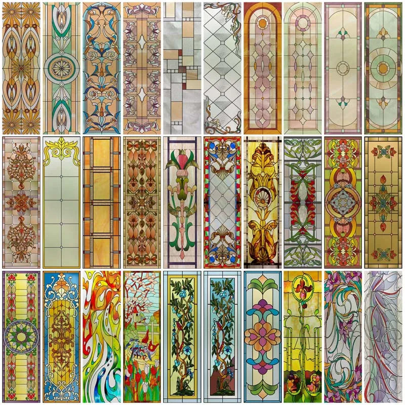 Customized Frosted Stained Glass Window Film, Church Static Cling,Privacy Retro Sticker, for Kitchen, Office, Home Decor