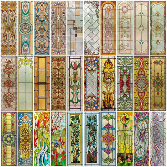 Customized Frosted Stained Glass Window Film, Church Static Cling,Privacy Retro Sticker, for Kitchen, Office, Home Decor