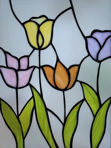 Window Film Stained Glass Films Frosted Static Cling Light-transparent Opaque Privacy Glass Sticker Home Decor Rose Flowers