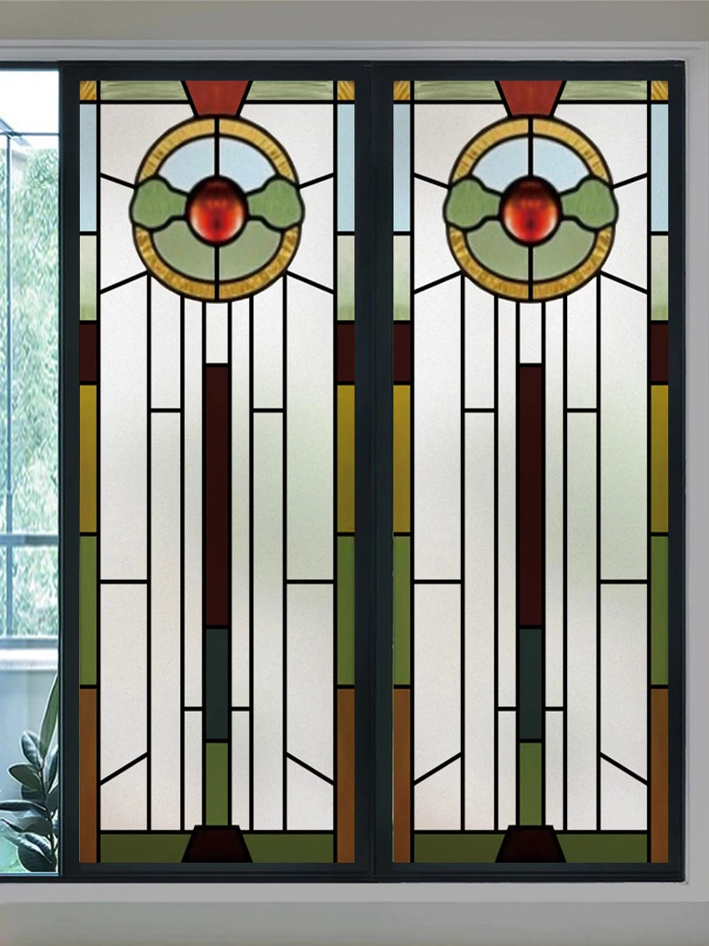 Stained Glass Film American Retro European Electrostatic Frosted Glass Sticker Window Film Window Sticker Stained Glass