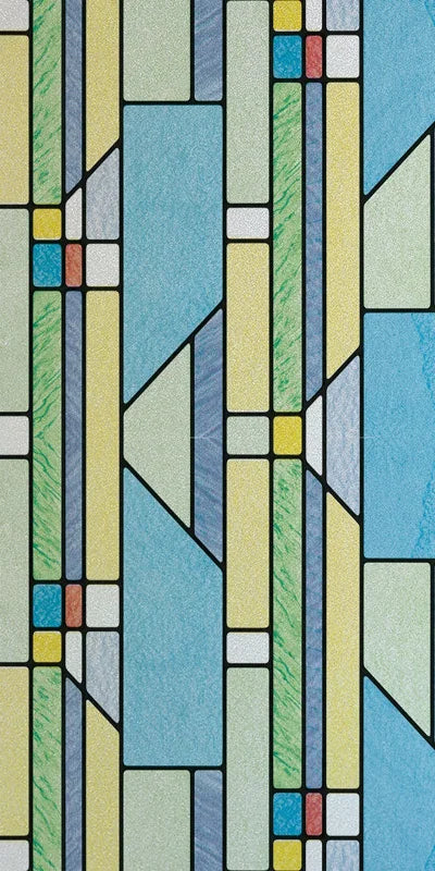 Frosted Stained Glass Window Film, Reusable Window Covering, Sun Catcher, Mosaic Rainbow Color, Privacy, Home-Decor