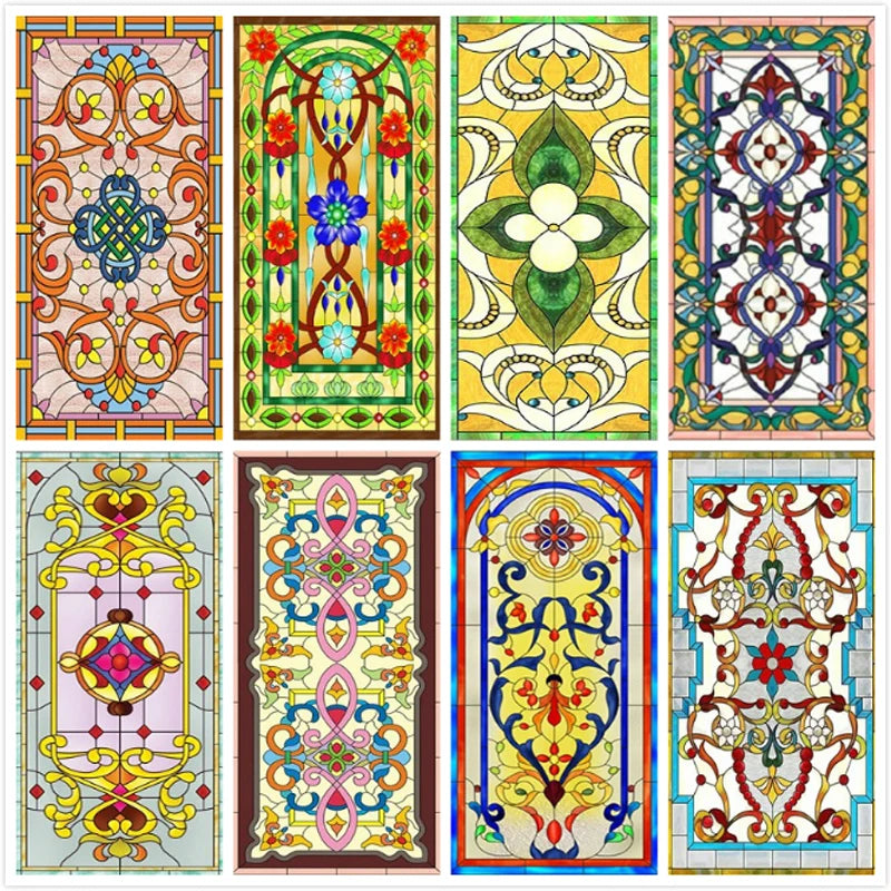Electrostatic Cling Frosted Stained Glass Window Film, Custom Size, Home Foil Door Stickers, PVC Self-Adhesive Window Films