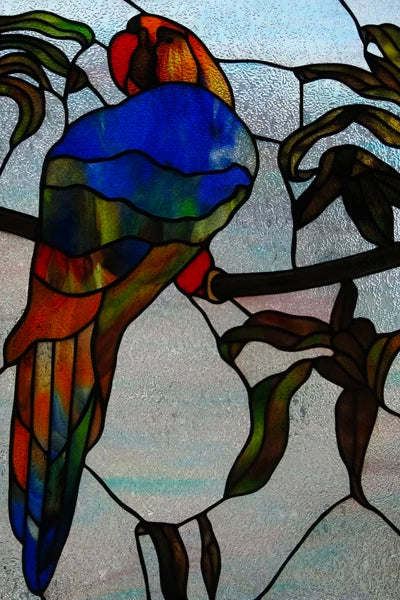 3D Matte Window Film,Stained Glass Decorative Uv Window Sticker,Privacy Frosted Static Cling,Custom size for Glass,Birds,Peacock