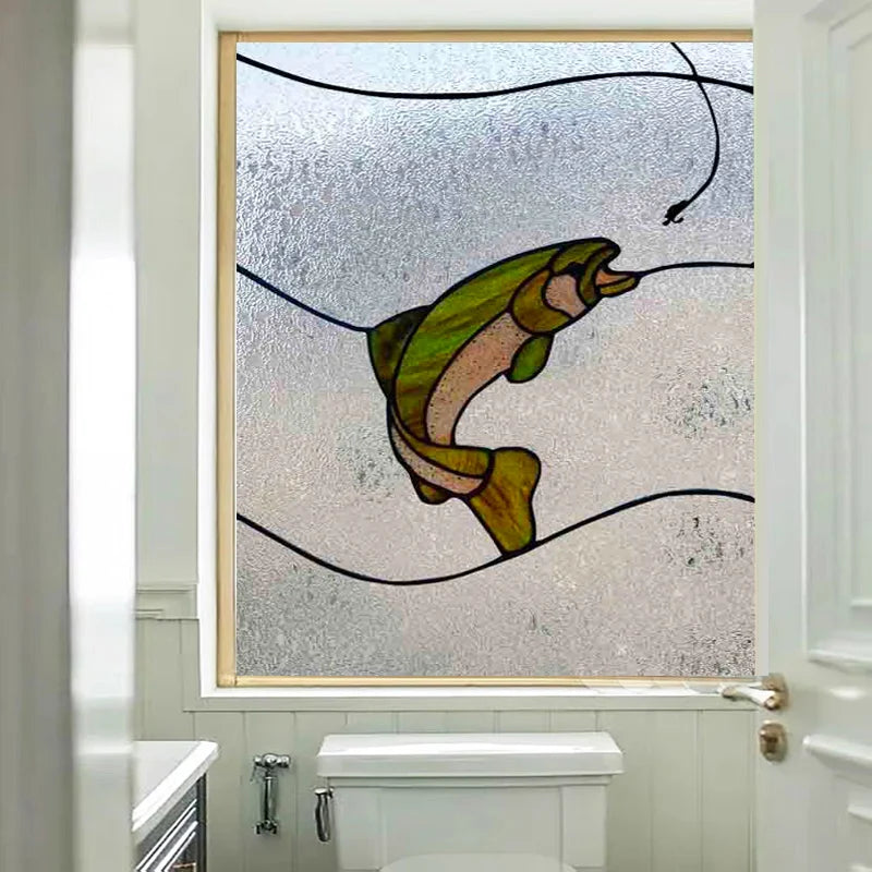 Custom Size Window Stained Glass Films,Fish,Sea World Stickers For Bathroom Bedroom Door Office Home Decor