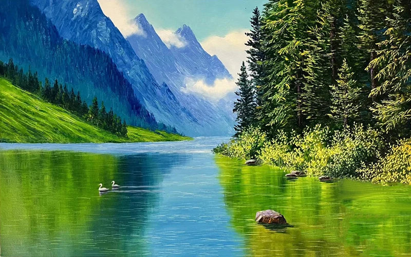 Window Film Stained Glass Stickers,Custom size Static Cling Frosted Privacy, Landscape,Tree Print For Transom Window Glass Home