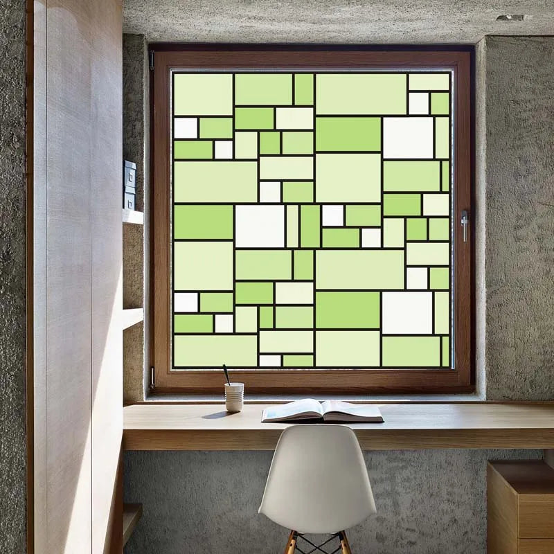 Custom Size Stained Glass Window Film Opaque Frosted Privacy Protection Removable Static Cling Home-Decor Mosaic Window Covering