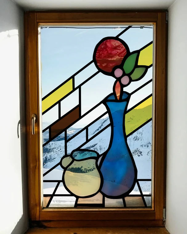 Frosted Stained Glass  Film, 3D Matte,Grid, Transparent,Static Cling,Privacy, Door Sticker,Customized for Office, Home Decor