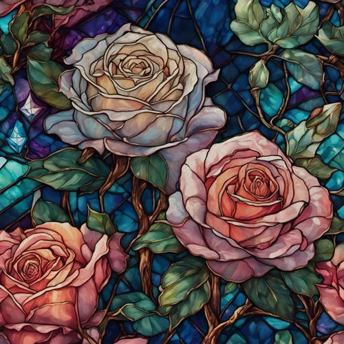 Custom size Window Film Stained Glass Films Frosted Privacy Static Cling Retro Flower Sticker Bathroom Skylight Decor