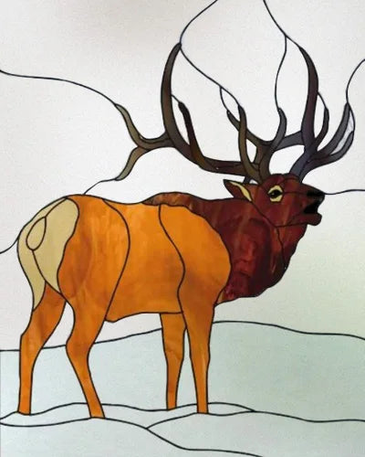 Custom size Stained Glass Window Film Retro Painted Horse Deer, Frosted Static Cling Art Colored Glass Films,Glass Sticker