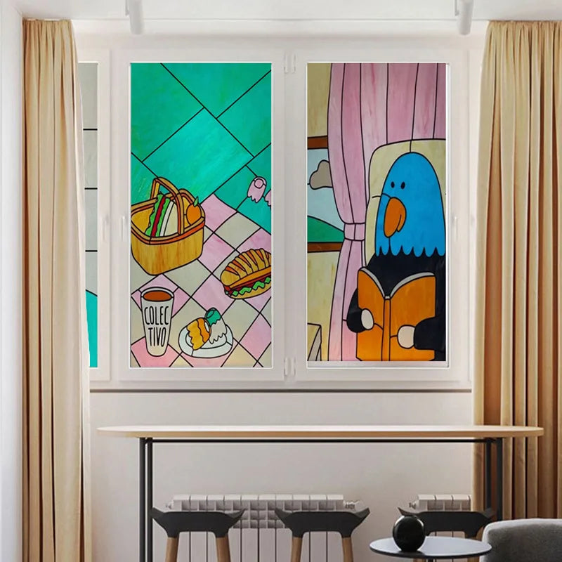 Custom Stained Glass Films Window Film Frosted Sticker Cats For Kids Room Door Light Box Poster Home Decor