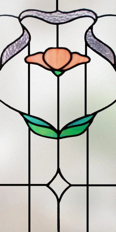 Custom Size Stained Glass Window Film,Frosted Privacy, Static Cling,Retro Prairie Style Stickers,Kitchen Bathroom Door, Home