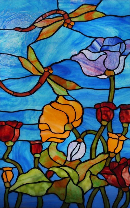 Custom Size Stained Glass Stickers,Static Cling,Frosted Privacy Print, Tree,Rivers for Window, Door, Home Decor