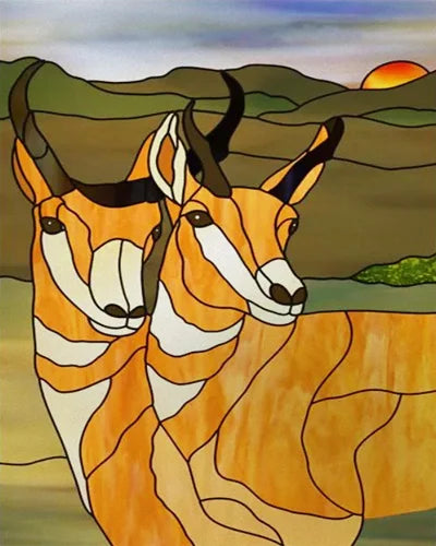 Custom size Stained Glass Window Film Retro Painted Horse Deer, Frosted Static Cling Art Colored Glass Films,Glass Sticker