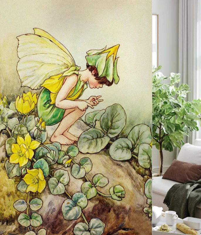 Custom Size Stained Glass Window Film, Flower Fairy Stickers, Static Cling for Kitchen, Bathroom, Bedroom, Door, Home Decor