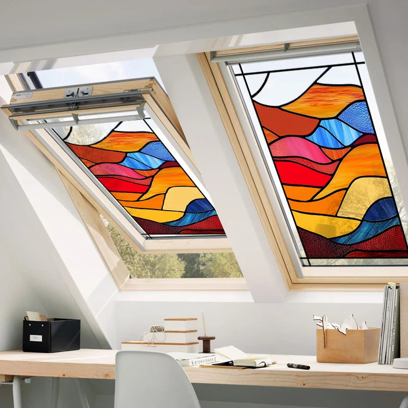 Frosted Stained Glass Window Film, 3D Matte, Transparent,Static Cling,Privacy, Door Sticker,Customized for Office, Home Decor