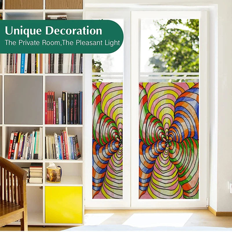 Custom size Stained Glass Window Film Retro Church Painted Mosaic Frosted Static Cling Art Colored Glass Films Sticker