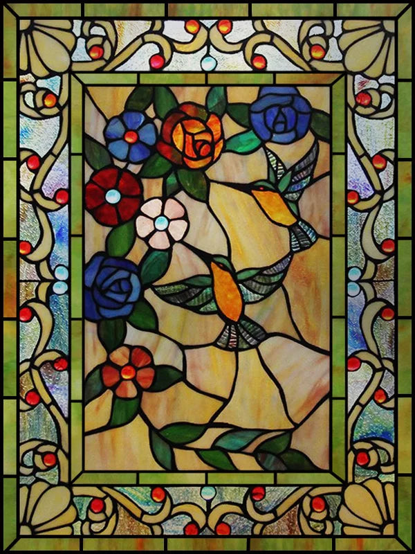 Frosted Stained Glass Window Film, Customized Art, Peacock Hummingbird Static Cling Sticker,Home Decor, Treatment