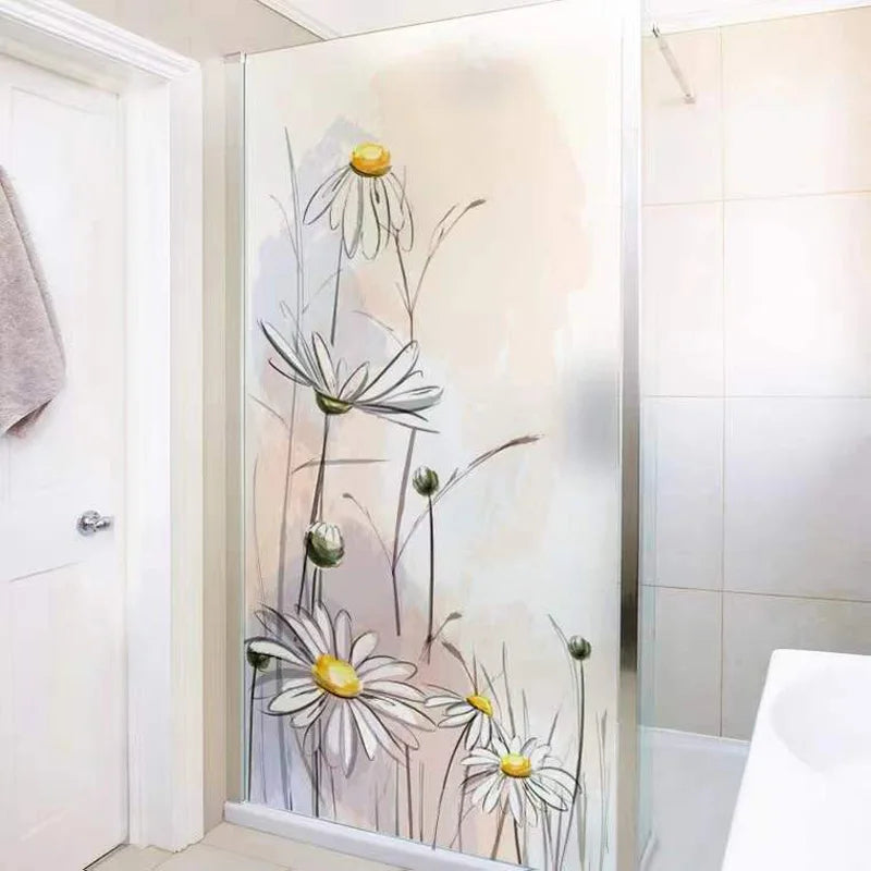 Stained Glass Film Window Sticker Static Cling DIY Easily Remove Daisy flower Home Decoration for Windows,Custom designs welcom