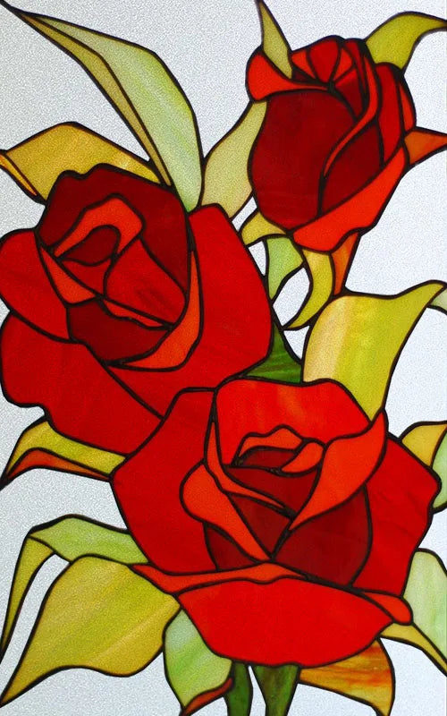 Frosted Stained Glass Film, Custom Size, Privacy, Static Cling,Door Sticker, Bathroom  Kitchen  Home Decor,Rose,Flower, Fruit