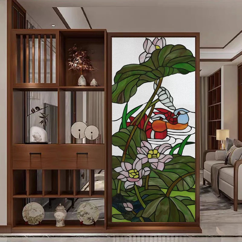 Custom size electrostatic frosted stained glass window film church home foil door stickers PVC waterproof window films