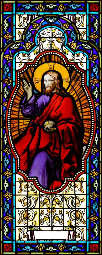 Gothic Rose Window film Glass Films Frosted Stained Window Sticker can do custom size Jesus/Christ Painting