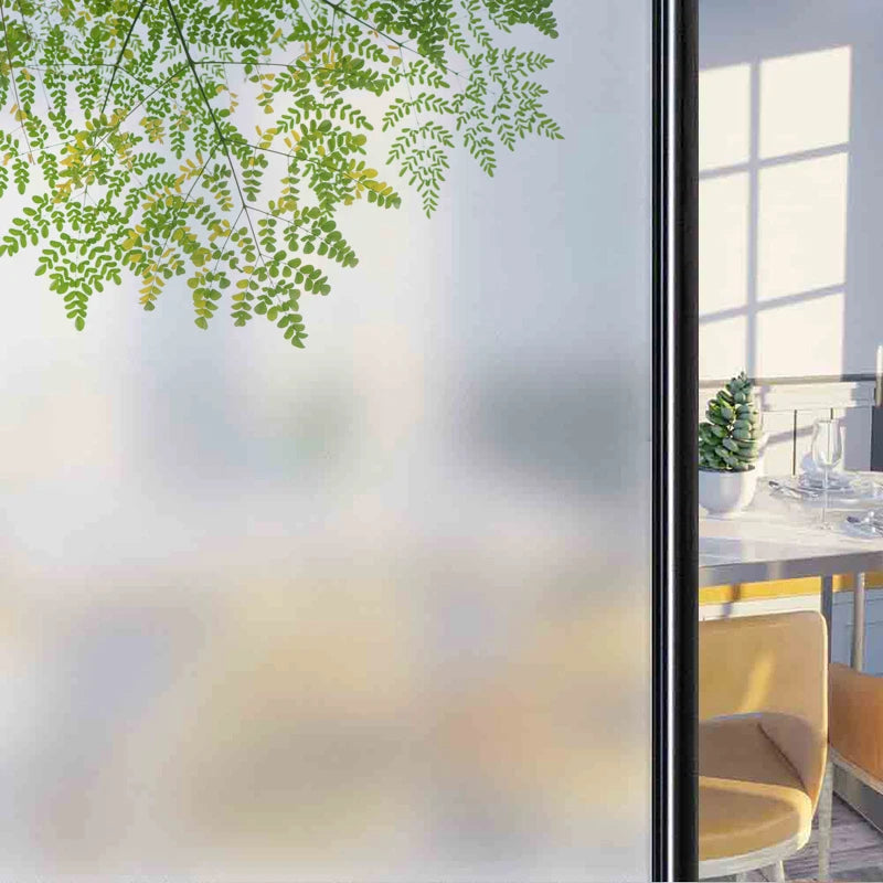 Frosted Stained Glass Window Film, Customized Decor Design, Leaf Static Cling Sticker,Home Decor Foil, Treatment