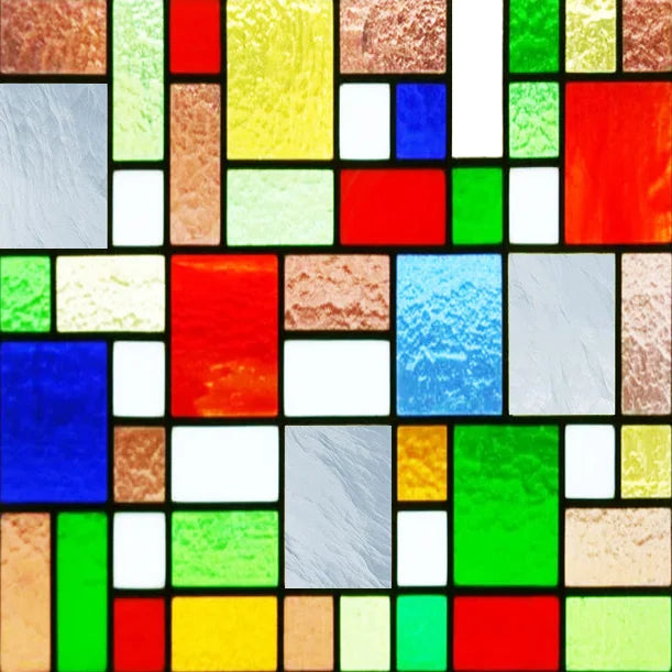 Custom Size Stained Glass Window Film Opaque Frosted Privacy Protection Removable Static Cling Home-Decor Mosaic Window Covering