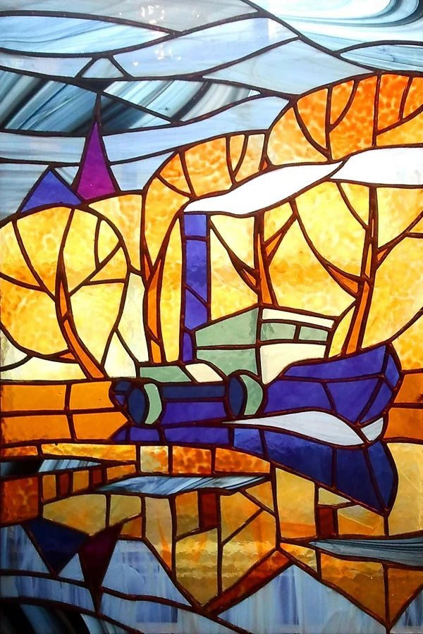 Custom size Stained Glass Films,Privacy Static Cling,Print Castle Lighthouse Sailboat Door Sticker,Office Home Decor