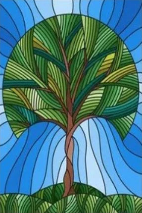 Frosted Stained Glass Window Film, Customized Tiffany Trees, Static Cling Sticker,Bathroom Door, Kitchen, Office, Home Decor